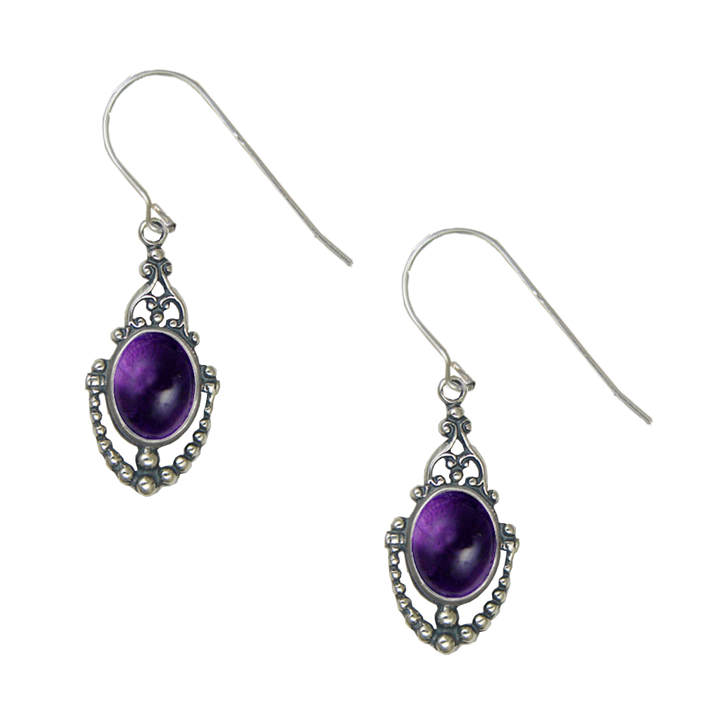 Sterling Silver Victorian Amethyst Drop Dangle Earrings Sterling Silver Victorian Amethyst Drop Dangle Earrings